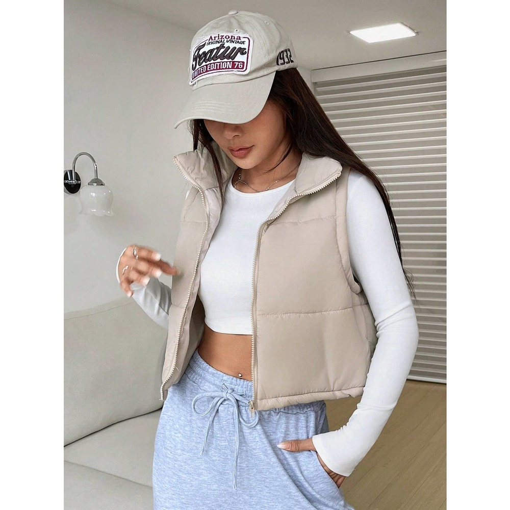 minimalist quilted Zip Up Vest Puffer Coat - Picture 5 of 8
